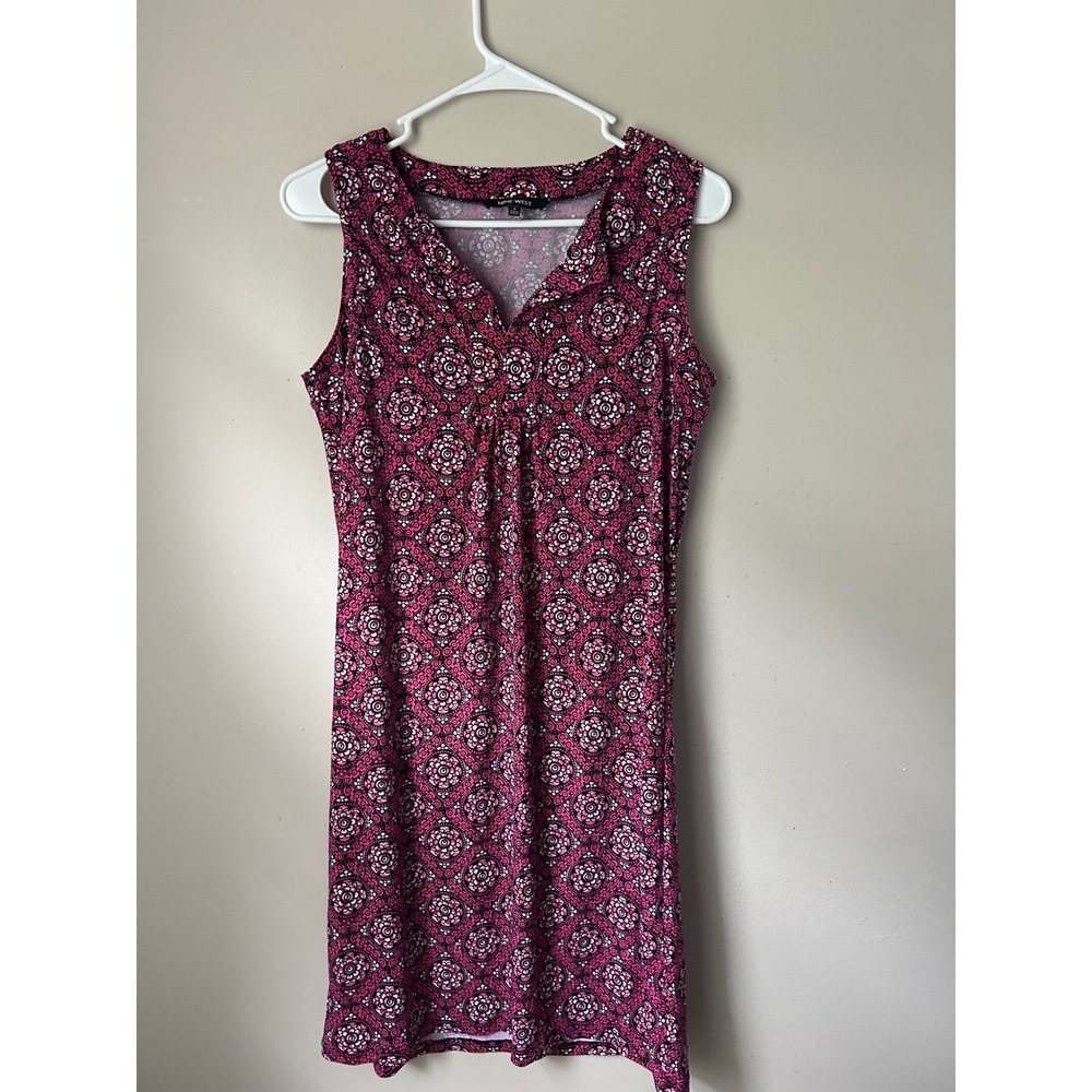 Nine West Dress Sleeveless Pink Purple Floral Print Casual Dress Beach Boho
